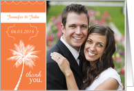 Thank You for Wedding Gift Orange with Palm Tree Custom Photo card