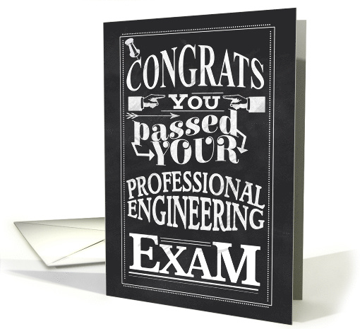 Congratulations Passing Professional Engineering Exam Chalkboard card