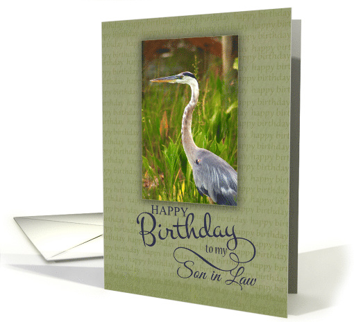 Happy Birthday Son in Law with Blue Heron Photo card (1297948)