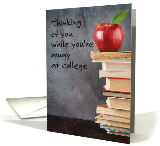 Thinking of you Away at College with Apple and Books card (1298560)