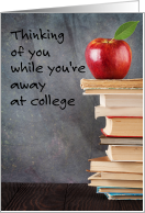 Thinking of you Away at College with Apple and Books card