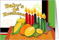 Baby’s 1st Kwanzaa with Kinara Candle Holder, Mat & Crops card