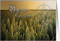 Blessed Lughnasadh with wheat field photo card