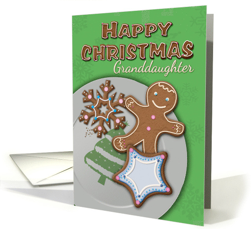 Happy Christmas to Granddaughter with Gingerbread Cookies Plate card