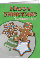 Happy Christmas to Granddaughter with Gingerbread Cookies Plate card