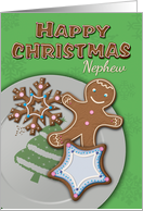 Happy Christmas Nephew with Gingerbread cookies card