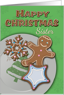 Happy Christmas to Sister with Gingerbread Cookies Plate card