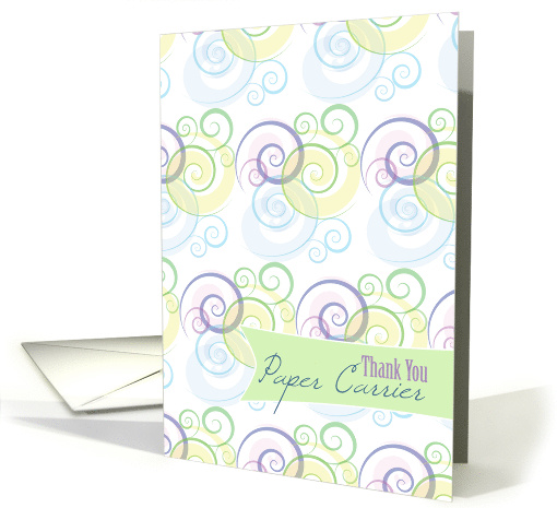Thank You Paper Carrier with Swirl Patterns on White Background card