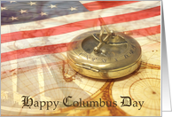 Columbus Day- World Map, Ship, Compass, American Flag Collage card