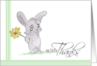 Cute Bunny with Flower Thank You Card