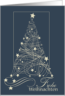 Frohe Weihnachten- German Merry Christmas- Swirls and Stars tree card