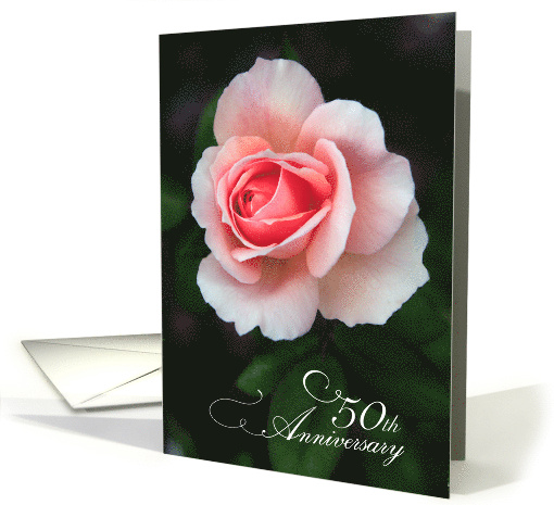 50th Anniversary with Soft pink rose card (1379966)