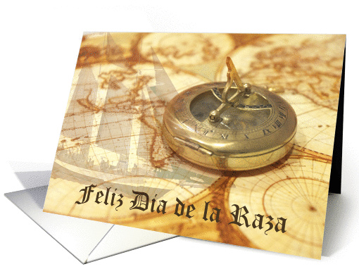 Feliz Dia de la Raza- Ship, map and Compass collage card (1380462)