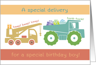 Special Birthday Delivery for Boy with Dump Truck and Gifts card