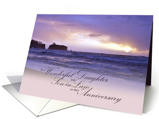Anniversary for Daughter and Son in Law Beach Sunset card (1553796)