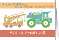 Special Birthday Delivery for Boy Dump Truck Gifts Custom Name Age card