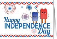 Happy Independence Day Double Ice Pop Cartoons 4th of July card