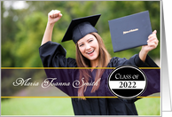 Custom Year Text and Photo Class Graduation with Black Button card