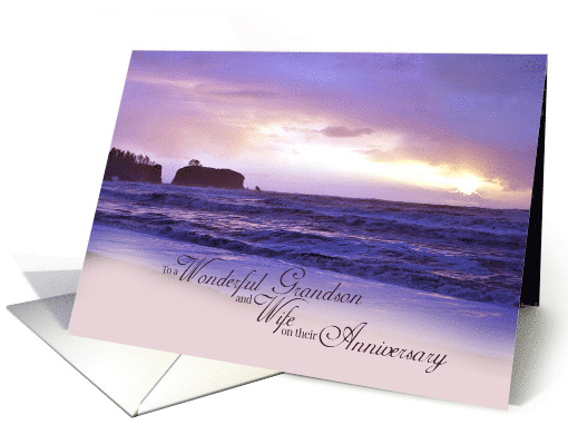 To a Wonderful Grandson and Wife on their Anniversary with Beach card