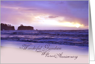 To a Wonderful Grandson and Wife on their Anniversary with Beach card