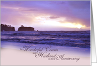 To a Wonderful Cousin and Husband on their Anniversary with Beach card