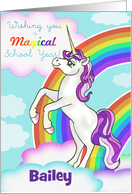 Unicorn and Rainbows Wishing you a Magical School Year Customize Name card
