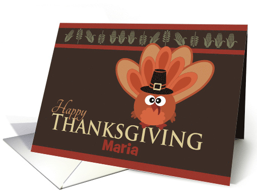Goofy Turkey Happy Thanksgiving Custom Name card (1710400)