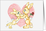 Valentines Card with Two Bunnies Falling in Love card