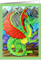 Happy Birthday Card with Colorful Dragon Illustration card