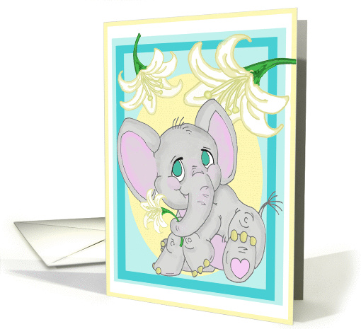 Elephant and Lily card (380797)