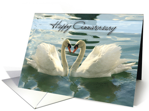 Happy Anniversary with Two Swans Photo card (400546)