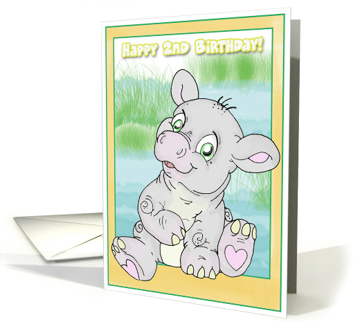 Cute Hippo Happy 2nd Birthday card (429473)