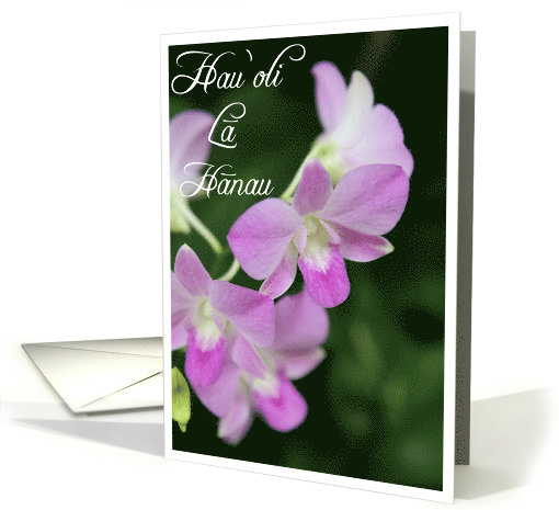 Hawaiian Birthday Card with Orchids hau oli la hanau card (442963)