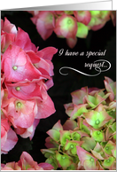 Will You Be My Maid of Honor with close up of Pink Hydrangea card