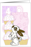 4th Birthday Party Invite-Bunny and Cupcakes-Pink card