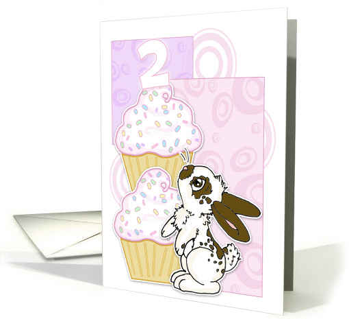 2nd Birthday Party Invite-Bunny and Cupcakes-Pink card (452534)