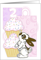 2nd Birthday Party Invite-Bunny and Cupcakes-Pink card