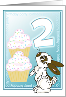 2nd Birthday Party Invite-Cupcakes-Blue card