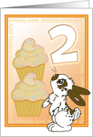 2nd Birthday Party Invite-Chocolate Cupcakes-Orange card