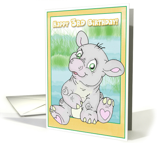Baby Hippo Happy 3rd Birthday card (464493)