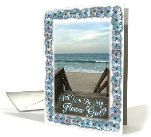 Will you Be My Flower Girl? Beach Wedding Theme card (464545)