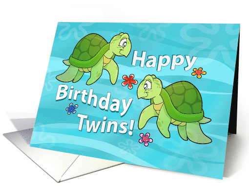 Happy Birthday Twins with Two Sea Turtle Cartoons card (467701)