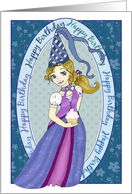 Birthday Card with Blue Princess Holding Cupcake card