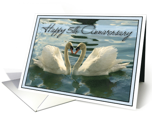Happy 5th Anniversary White Swans card (471143)