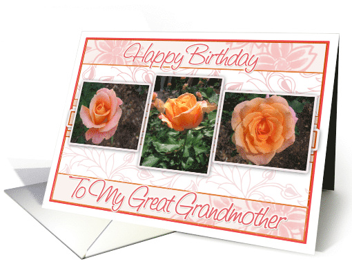 Happy Birthday Great Grandmother with Rose Snapshots card (471161)