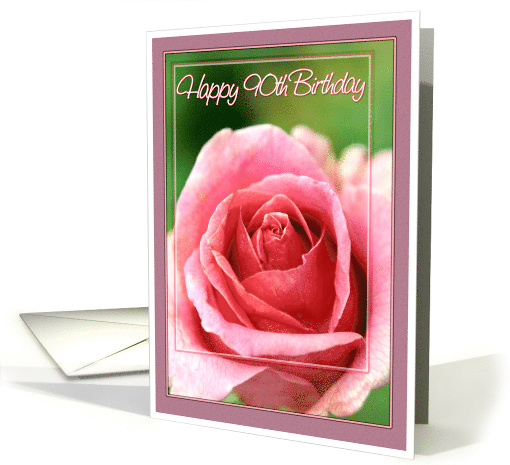 Happy 90th Birthday with Close up Rose Photo card (476281)