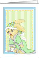 Sleepy Bunny in Robe needs coffee card