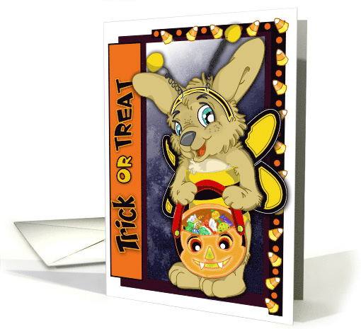 Trick or Treat Halloween Bunny with Bumblebee Costume card (488266)