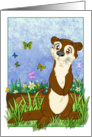 Illustration of an otter with butterflies card