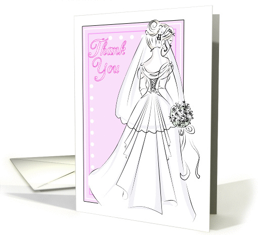 Thank You for Being My Maid of Honor- Wedding Gown Ink Drawing card